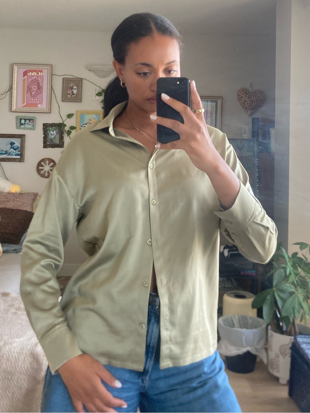Twik Olive Green button down shirt